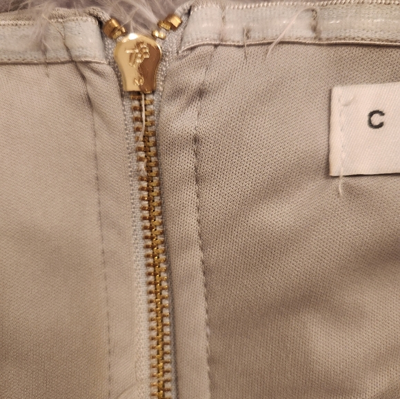 Club L LONDON Gray Ostrich  Feathered Tube Top - Picture 7 of 8